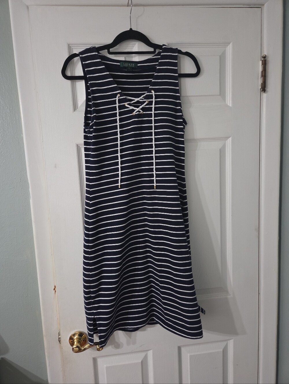 Lauren Ralph Lauren Women's Navy And White Stripe Dress. S